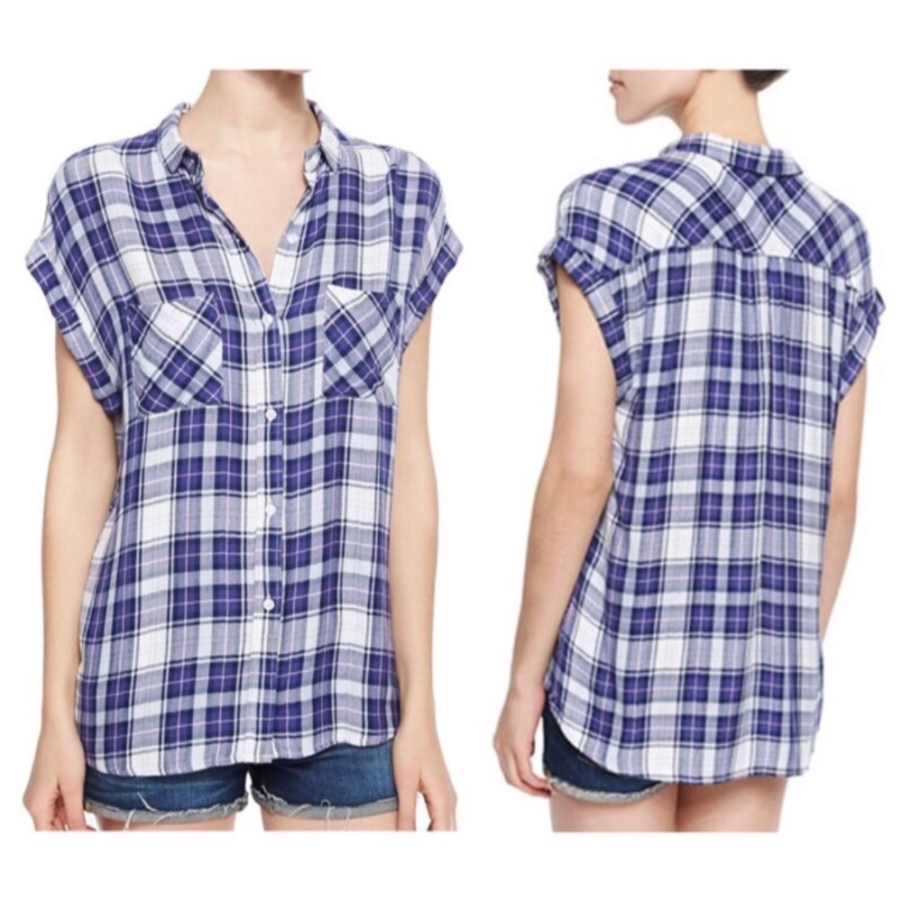 Rails Britt Plaid Short Sleeve Button Down Top